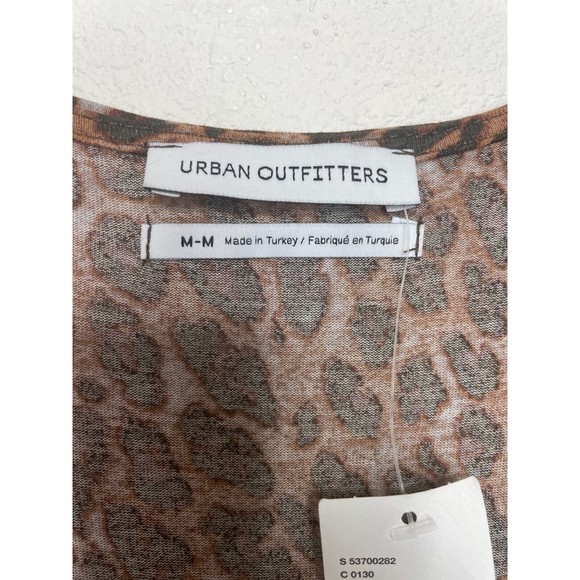 Urban Outfitter Medium Mercer Plunge Mini Dress Leopard Print Brown Deep V-Neck - Picture 10 of 14